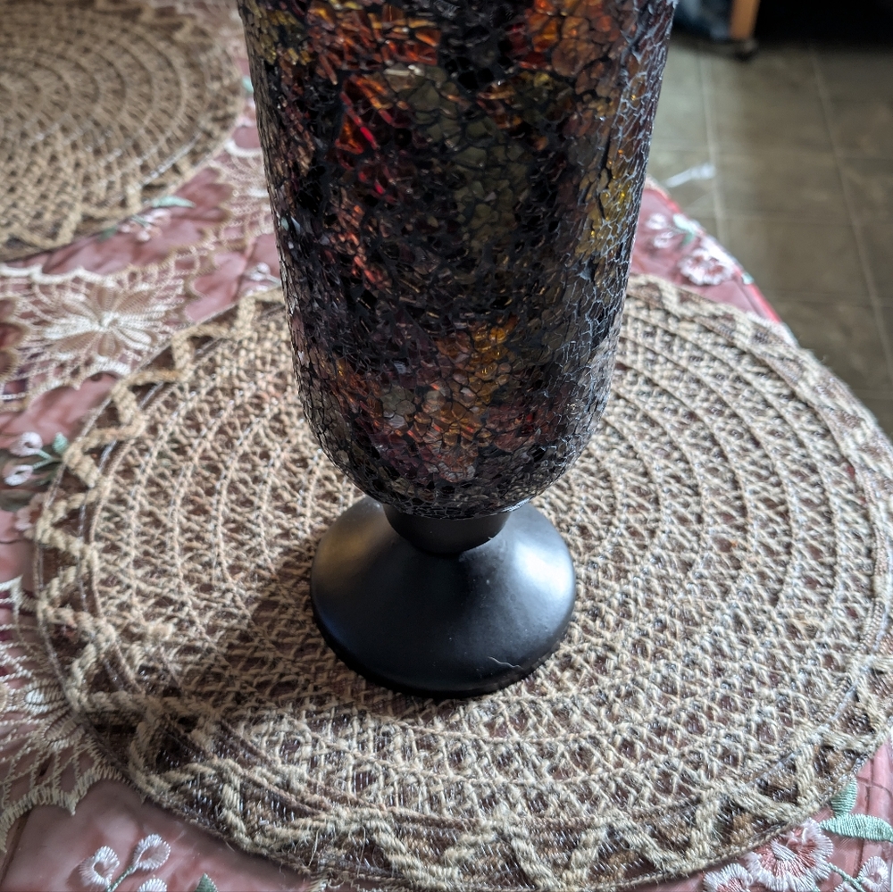 Elegant Mosaic Vase with Black Base